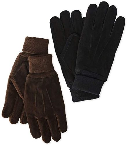 Luxury Deerskin Suede Gloves with Fleece Lining to 5X in Black and Brown