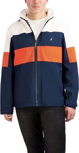 Nautica Water Resistant High Fashion Sailing Jacket in Navy to 6XT and 8XB