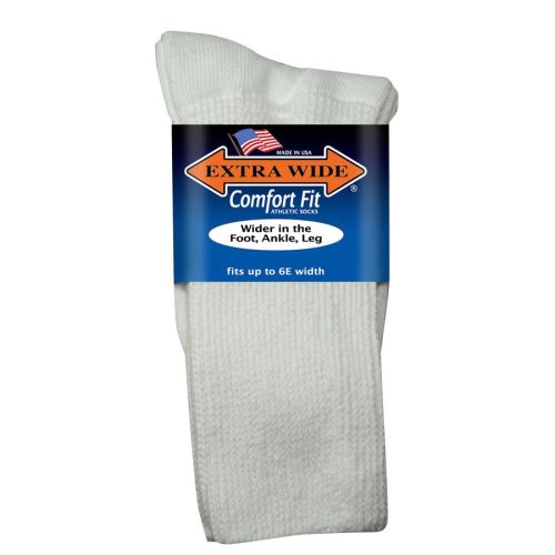 Extra Wide Athletic Crew Socks to Size 21 and 6E Widths Made in USA