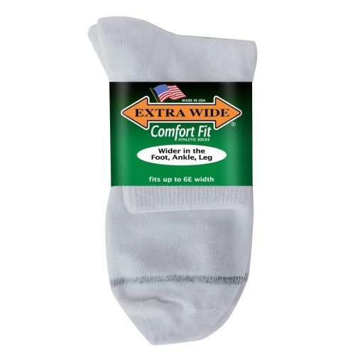 Extra Wide Athleic Quarter Socks to Size 21 and 6E Widths Made in USA