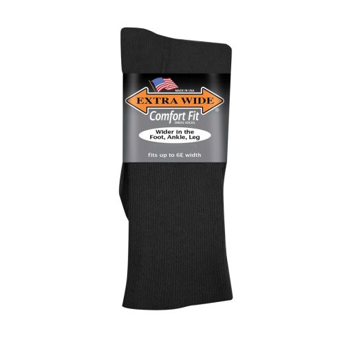 Extra Wide Dress Socks to Size 21 and 6E Widths Made in USA in 5 Colors