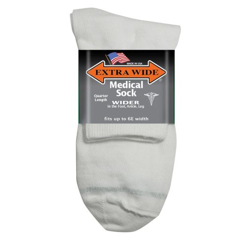 Extra Wide Medical Quarter Socks to Size 16 and 6E Widths Made in USA in 5 Colors