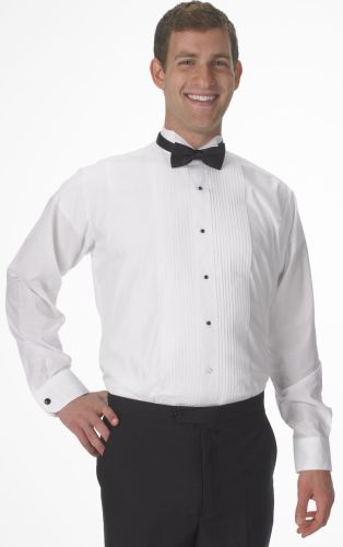 Wing-Tip Tuxedo Shirt with Expandable Collar to 5X in White, Black, Purple, Teal, and Fucshia